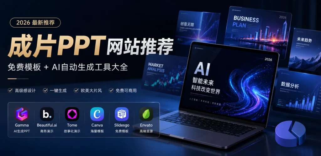 2026最新成片PPT网站推荐：免费高级模板 + AI自动生成工具